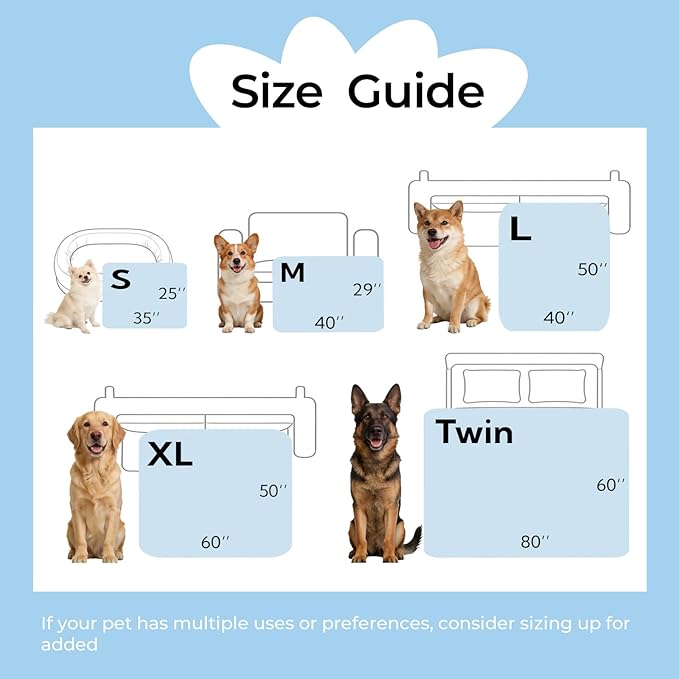 Soulbond Cooling Blanket for Large Dogs - Q-MAX>0.45, Washable Cool Pet Cats Throw Blanket for Hot Weather, Self-Cooling Soft Dog Mat for Bed Crates Couch Sofa Cars(40"x50", Light Blue)
