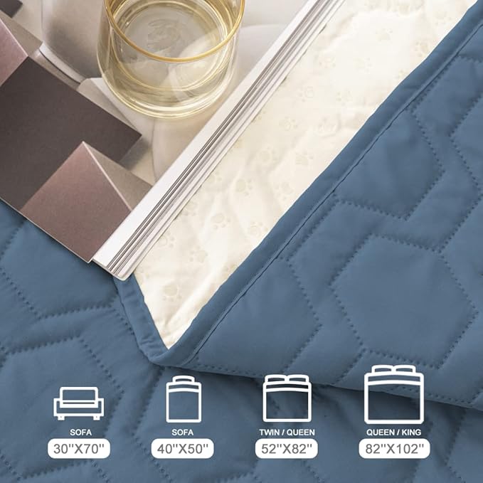 Tcksstex Waterproof and Non-Slip Dog Bed Cover and Pet Blanket Sofa Pet Bed Mat ，car Incontinence Mattress Protectors Furniture Couch Cover for Most Cats Dogs, Pets（40x50- Navy Blue）