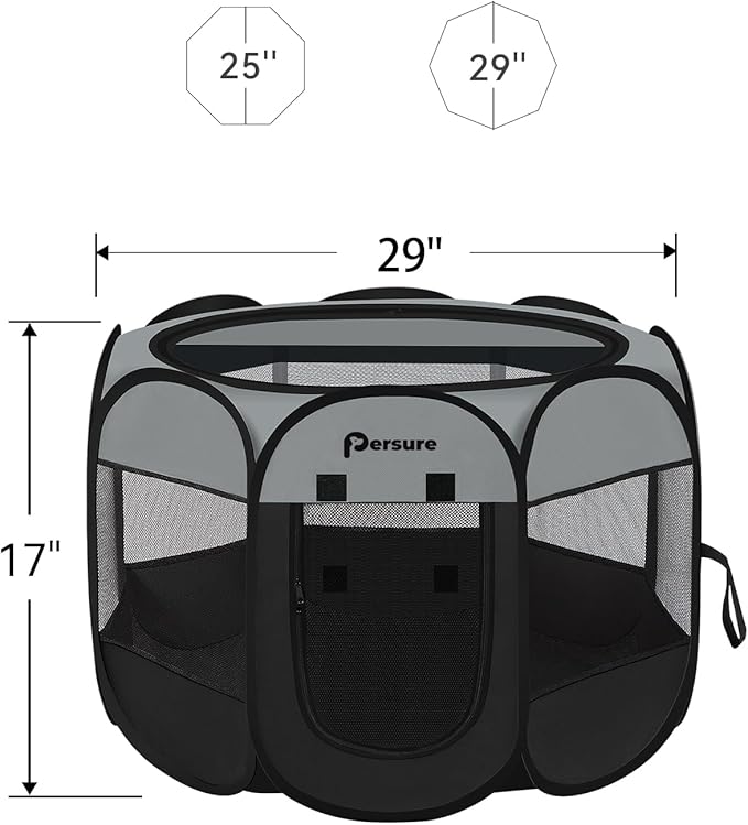 Dog Cat Playpen Indoor Outdoor for Puppy Pet Dogs Cat Travel and Recovery After Surgery, Dog Enclosure Tent Crates Cage, Portable Pop Up Dogs Kennel with Carrying Case (Dark Grey, Medium)