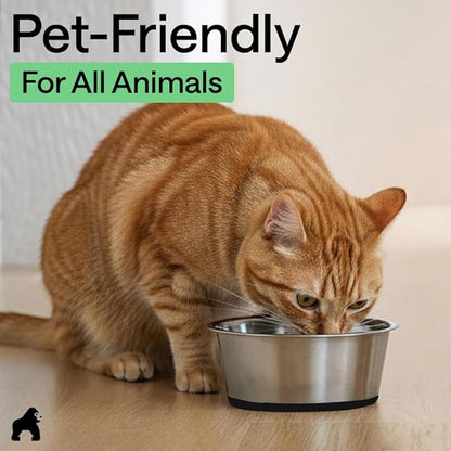 GORILLA GRIP Dog Bowls, Food Grade 304 Stainless Steel, Holds 6 Cups Each (48 fl oz) Food and Water Bowl for Feeding Dogs and Cats, Dishwasher Safe, Rust Resistant, BPA Free Rubber Base Set of 2 Black