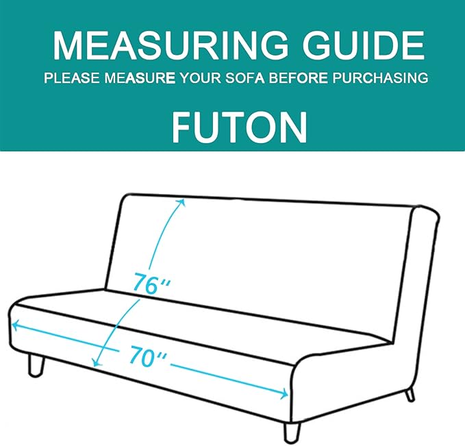 U-NICE HOME Futon Sofa Covers Reversible Sofa Slipcover Armless Cover Furniture Protector Couch Cover Water Resistant (Futon, Dark Blue/Light Grey)
