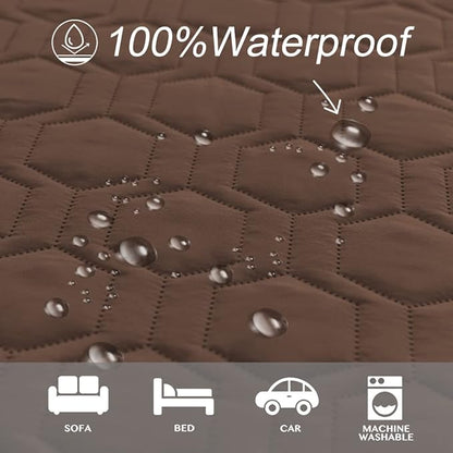 Tcksstex Waterproof and Anti-Slip Dog Bed Cover and Pet Blanket Sofa Pet Bed Mat ，car Incontinence Mattress Protectors Furniture Couch Cover for Most Cats Dogs, Pets（52x82-Chocolate）