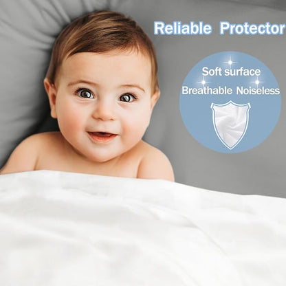 Softhour 2 PACK Twin Premium Waterproof Mattress Protector, Soft Breathable Mattress Pad Cover, Noiseless Waterproof Bed Cover - Stretch to 21"" Fitted Deep Pocket Mattress Protection Cover-Dark Grey