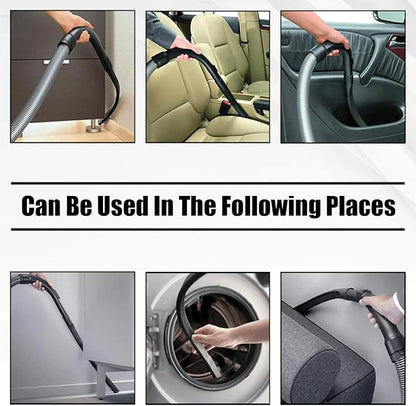 Universal 19" Flexible Crevice Tool & Brush Combo Vacuum Attachment for Car Detailing Dryer Lint Pet Hair, Fits 1-1/4" or 1-3/8 inch Connector Hoses Helps Clean Cobwebs on the ceiling Under Furniture