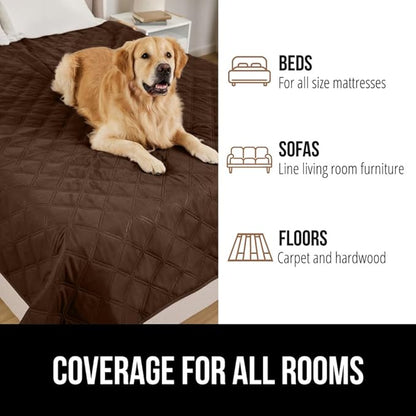 GORILLA GRIP Waterproof Dog Blanket, 102x82, Leakproof Couch Cover for Dogs, Silicone Grip Backing, Protects Sofa, Sectional, Bed, Crate, Car & RV, Tear-Resistant Washable Senior Pet Blanket, Brown