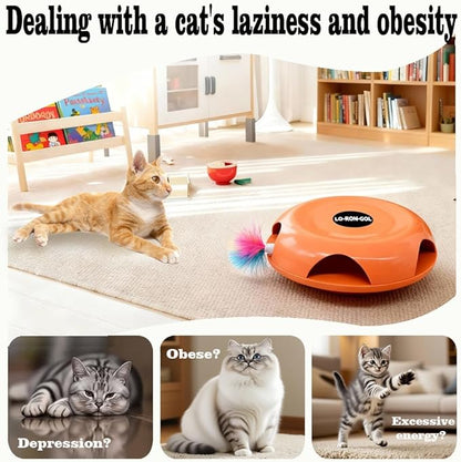 Interactive Whack-a-Mole Cat Toy — Automatic Mushroom Feather Pop-Up Play Toy for Cats, Cognitive Stimulation & Exercise, Durable Pet Entertaining Game (Orange)