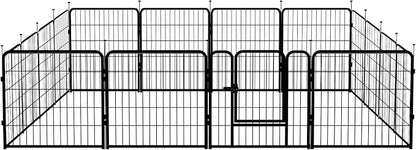 Amazon Basics Dog Playpen, 16 Panels Metal Fence with Door, Foldable for Indoor and Outdoor Use, Suitable for Small to Medium Sized Dogs, 24 Inch Height, Black