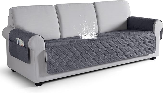 VANSOFY Couch Cover, Waterproof Sofa Covers Washable Slipcover Furniture Protector Couch Seat Covers Non-Slip Couch Cover for Dogs, Pets(Sofa Plus, Dark Gray)