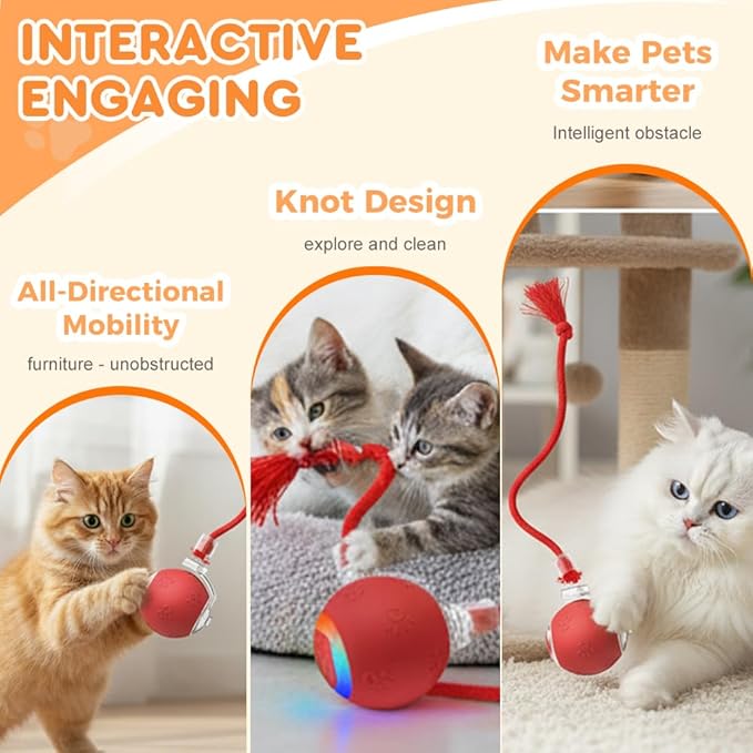Interactive Cat Toys for Indoor Cats,Flying Bird Cat Kitten Toy,Moving Cat Toy for Bored Indoor Adult Pets,Smart Automatic Cat Chase Ball Toy (Gray)