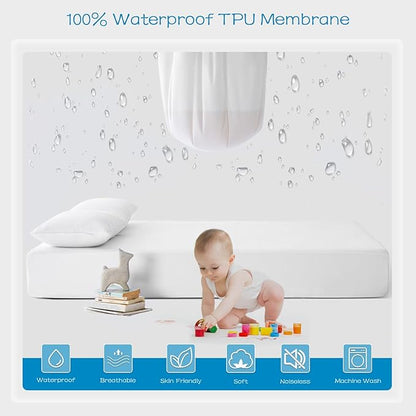 GRT 10 Pack 100% Waterproof Mattress Protector Twin Size, Breathable & Noiseless Waterproof Mattress Cover Fitted Deep Pocket from 5" to 19", Smooth Washable Twin Bed Protector - Vinyl Free