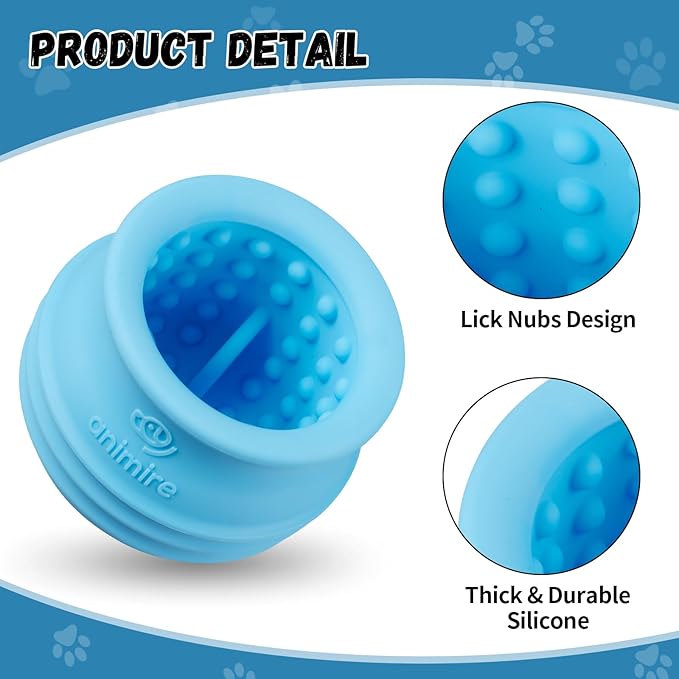 Treat Dispensing Dog Toy, Long-Lasting Interactive Puzzle Toys for Dogs, Stuffable Dog Enrichment Frozen Lick Treat Toy for Boredom, BPA Free Silicone Fetch Catch Chew Toy (Light Blue,S)
