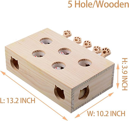 Interactive Wooden Whack-A-Mole Cat Toy, Engaging and Durable Play for Cats and Kittens, Keeps Pets Entertained and Stimulated, Natural Wood Design, Perfect for Indoor Exercise and Fun - Pet Gift Idea