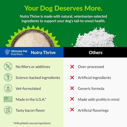 Ultimate Pet Nutrition Nutra Thrive Canine, 40-in-1 Nutritional Powder Supplement for Dogs with Digestion and Immune Support, Vitamins, Minerals, Probiotics, Enzymes, 30 Scoops