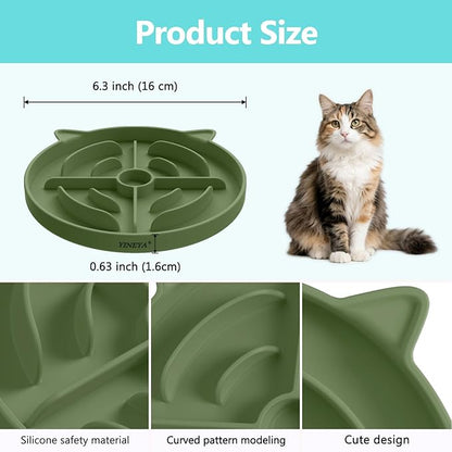 YINEYA 2 Pcs Silicone Slow Feeder Cat Bowl, Cat Slow Feeder for Food Training, Interactive Puzzle Bowls for Puppy, Kitten Dishes to Prevent Overeating, Treat Toys Suitable for Dry and Wet Food