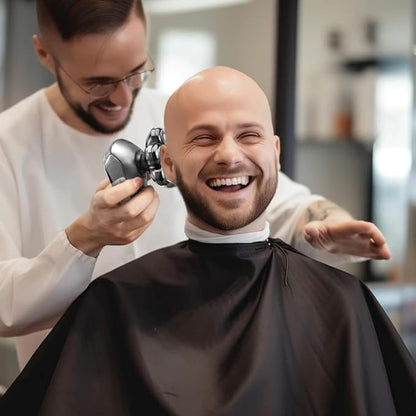 Detachable Head Shavers, SHPAVVER 5 in 1 Electric Razor IPX7 Waterproof for Bald Men, Wet Dry LED Display Rechargeable 7D Rotary Shaver Grooming Kit with Type C Charge A，Bright Silver
