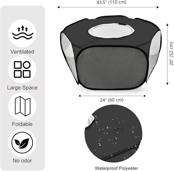 Guinea Pig Playpen with Lid, Breathable Small Animals Playpen with Anti-Escape Cover Portable Kitten Playpen Indoor/Outdoor Yard Exercise Cage House Tent for Hamster Chinchillas Rabbits Bunny