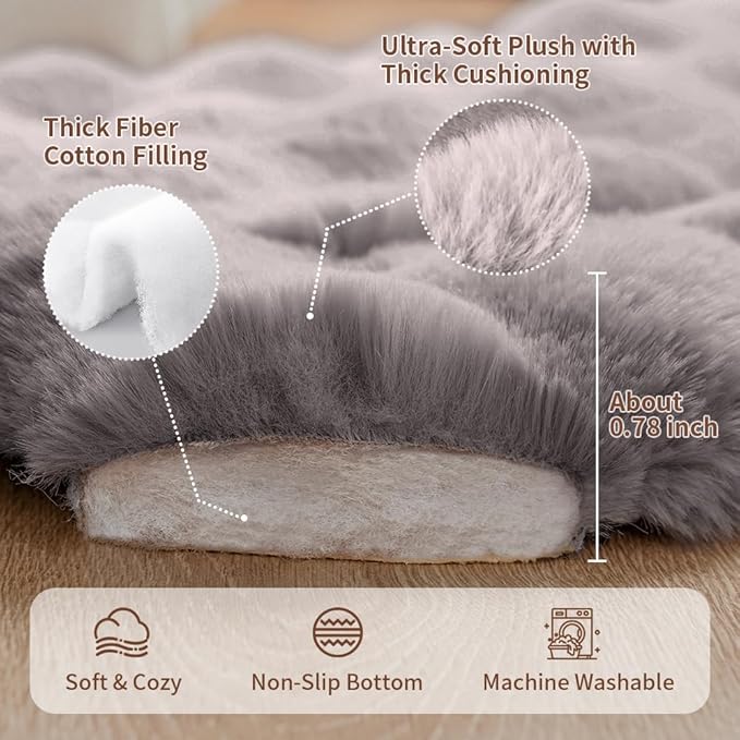 Large Dog Bed Mat, Extra Large Plush Faux Fur Washable Pet Bed for Large Dogs, Non-Slip Fluffy Dog Mat – Machine Washable XL Dog Sleeping Pad for Large Breeds, 35 x 27 Inch Grey