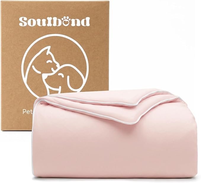 Soulbond Cooling Blanket for Large Dogs - Q-MAX>0.45, Washable Cool Pet Cats Throw Blanket for Hot Weather, Self-Cooling Soft Dog Mat for Bed Crates Couch Sofa Cars(40"x50", Pink)