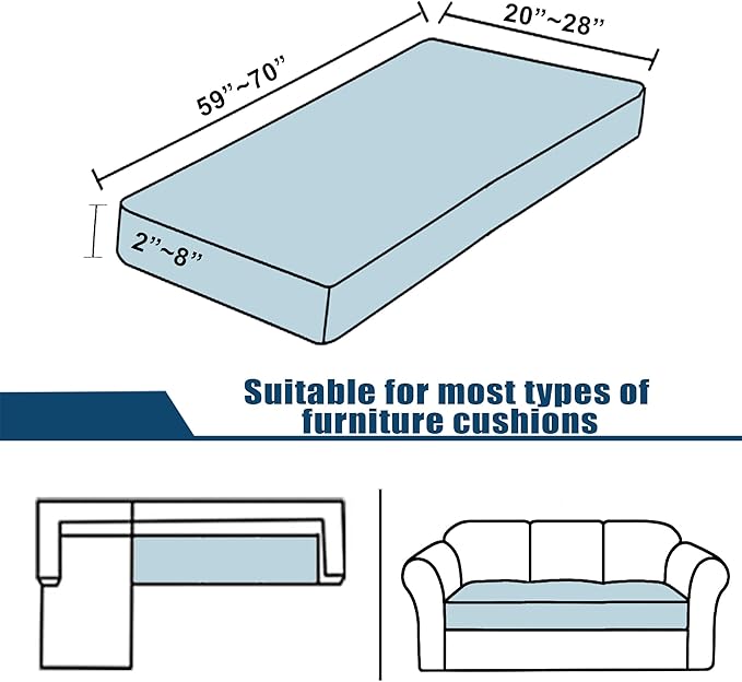 100% Waterproof Couch Cushion Covers Sofa Seat Cover, Stretch Sofa Cushion Slipcovers for Sectional Sofa, Reversible Sofa Protector Covers for Kids Pets, Washable(Large, Black)
