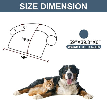 Tinaco Calming Dogs/Cats Bed Mats, Dog Pad Washable Removable Couch Cover, Plush Long Fur Mat for Pets, Waterproof Lining, Perfect for Small, Medium and Large Dogs and Cats (Navy Blue, 59"x39")