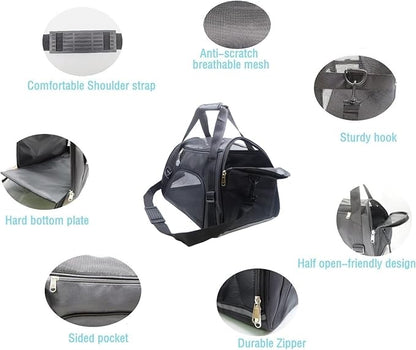 ZaneSun Cat Carrier,Soft-Sided Pet Travel Carrier for Cats,Dogs Puppy Comfort Portable Foldable Pet Bag Airline Approved (Medium-Black)