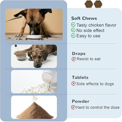 Calming Chews for Dogs with Natural Plant Extracts for Fireworks, Storms, Thunder, Barking, Separation, 200 Count