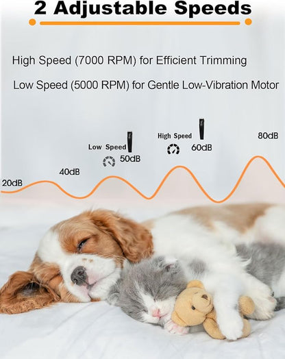 Vitoki Dog Grooming Clippers 4 in 1 Pet Grooming Kit,2-Speed Cordless Dog Clipper with Nail Grinder,USB-C Rechargeable Paw Trimmer for Small Pets, Dogs, Cats,Black