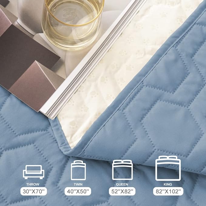 Tcksstex Waterproof and Anti-Slip Dog Bed Cover and Pet Blanket Sofa Pet Bed Mat ，car Incontinence Mattress Protectors Furniture Couch Cover for Most Cats Dogs, Pets（68x82- Stoneblue）