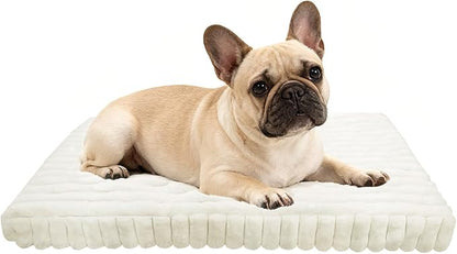 Dog Beds Flat Dog Crate Bed Waterproof for Meduim Large Dogs with Plush Removable Washable Cover Anti Slip Bottom for Indoor,Cream,34.6"x22.8"