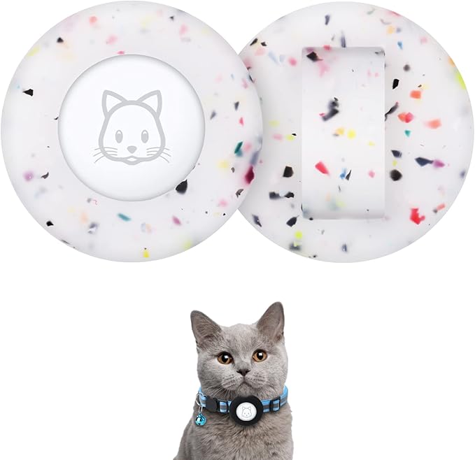 SimpleThings Compatible with Airtag Cat Collar Holder, Small Collar Holder Compatible with Apple Air Tag GPS Tracker, 2Pack Waterproof Case Cover for Cat Dog Pet Collar Within 3/8 inch (2 Transflower)