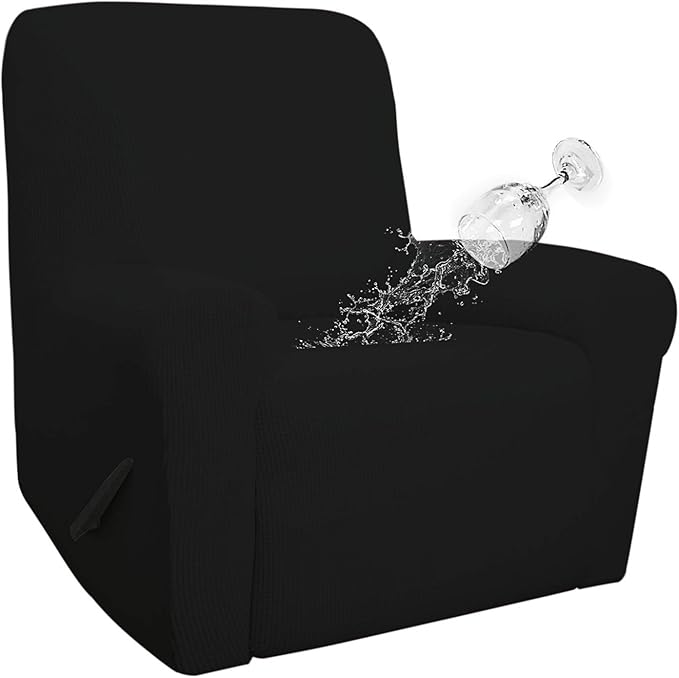 Easy-Going 100% Waterproof Recliner Cover, Dual Waterproof Couch Cover for Recliner, 1- Piece Jacquard Sofa Cover, Leakproof Sofa Slipcover for Kids, Pets, Dog and Cat (Recliner, Black)