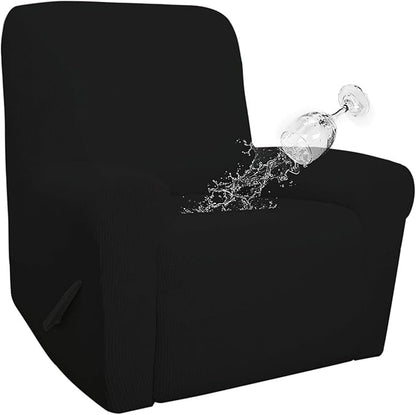 Easy-Going 100% Waterproof Recliner Cover, Dual Waterproof Couch Cover for Recliner, 1- Piece Jacquard Sofa Cover, Leakproof Sofa Slipcover for Kids, Pets, Dog and Cat (Recliner, Black)