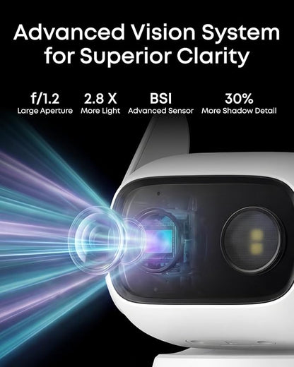 eufy Security Wired Cam C31 2-Pack, Indoor/Outdoor Camera, IP66, 360° Coverage w/Pan&Tilt, 24/7 Recording, Auto Tracking, No Subscription, Color Night Vision, AI Human/Vehicle/Pet/Cry Detection