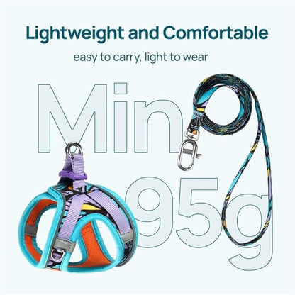 Cat Harness and Leash Set, Step-in Escape Proof Adjustable Vest Harness for Small Medium Large Cats, Lightweight Soft Breathable Reflective Kitten Harness for Walking Travel, Camping(Blue, S)