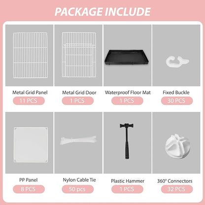 Small Animal Playpen with Waterproof Mat,Guinea Pig Cages,48"*26"*15.7"C&C Cage for Hamster,Rabbit,Bunny,Hedgehog,Chinchilla,Ferret,Indoor Outdoor Portable Metal Wire Yard Fence,Metal Pet Panels-20p