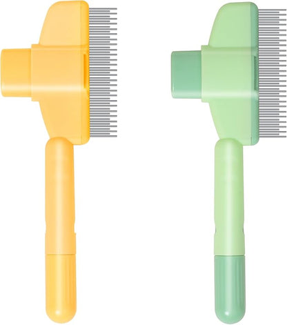 Pet Hair Removal Comb,New Cat Brush with Release Button,Pet Grooming Brush for Short&Long Pet Hair,Deshedding Brush for Pet (yellow)