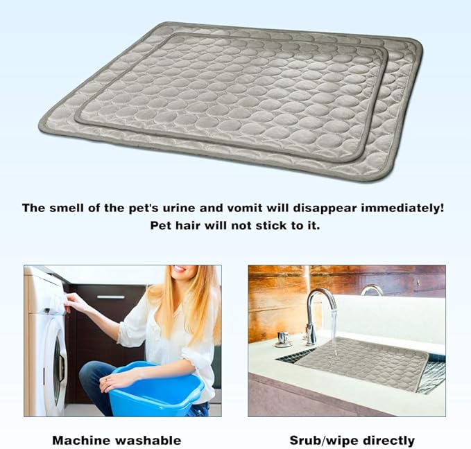 2026 Upgraded Washable Dog Cooling Mat Ice Silk Cooling Mat for Dogs Pet Self Cooling Pad Blanket Dog Cooling Pad (Q-Max>0.4) for Indoor & Outdoor Car Seats (Grey, 40x28 in)