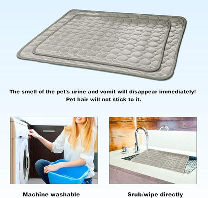 2026 Upgraded Washable Dog Cooling Mat Ice Silk Cooling Mat for Dogs Pet Self Cooling Pad Blanket Dog Cooling Pad (Q-Max>0.4) for Indoor & Outdoor Car Seats (Grey, 40x28 in)