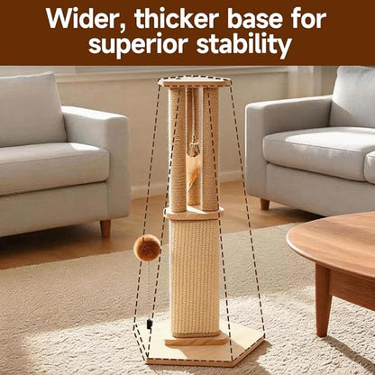 Cat Scratching Post for Indoor Cats,Kitten sisal Scratch Post for Cute Small Medium Adults cat,Rope Scratcher with Ball (27" H)
