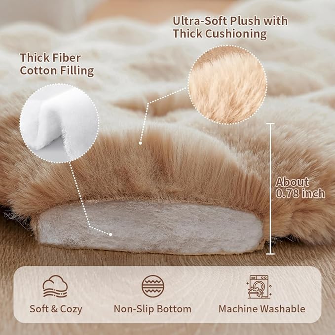 Cat & Dog Bed Mat, Soft Plush Faux Fur Kneading Pet Bed for 2 Cats or Small Dogs, Machine Washable Cat Sleeping Pad, Non-Slip Fluffy Pet Rug for Indoor Cats Kittens & Small Dogs,27x20 In Coffee