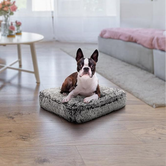 Bessie and Barnie Frosted Willow Extra Plush Shag Faux Fur Luxury Sicilian Rectangle Pet/Dog Bed (Multiple Sizes)