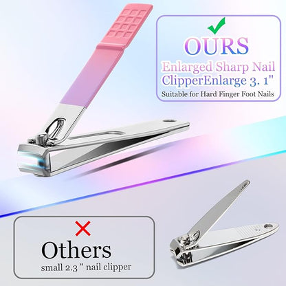 Aceoce Manicure Set Women Nail Clippers Professional Manicure Pedicure Kit Stainless Steel Nail Cutter Grooming Kit Personal Care Tool with Travel Case Gifts for Women Her Valentine's Day Mother's Day
