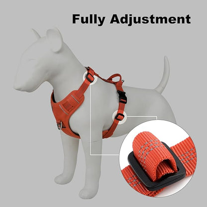 Plutus Pet No Pull Dog Harness, Reflective Adjustable Dog Vest Harness with Handle, Escape Proof, Soft Padded for Small Medium Large Dogs (Orange, L)
