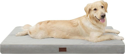 Dog Bed Mats for Large Big Dogs - Orthopedic Dog Pet Bed Thick Egg Foam Crate, Removable Washable Cover, Non-Slip Bottom Durable Dog Crate Bed Mat (Light Grey, XXL(47''x29''x4''))