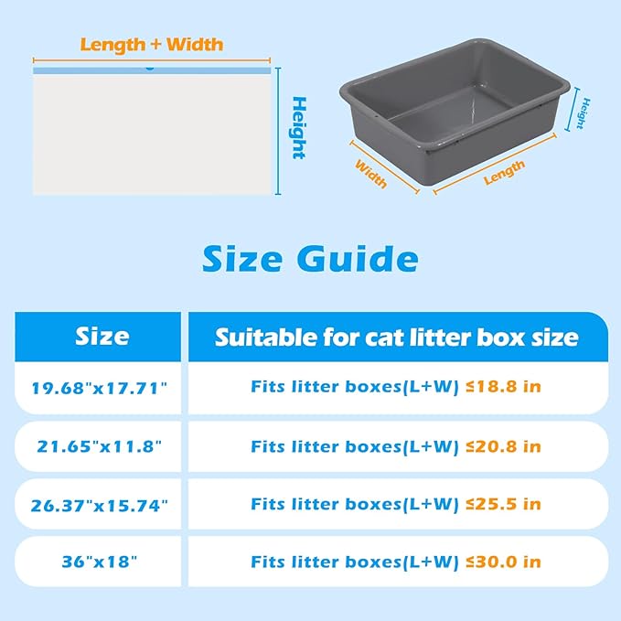Cat Litter Bags 120 Count, 26.37"X15.74" Drawstring Close Litter Box Liners for Automatic Litter Box,Thick Cat Poop Bags,Easy to Clean,Heavy Duty Robot Bag for Self-Cleaning Box
