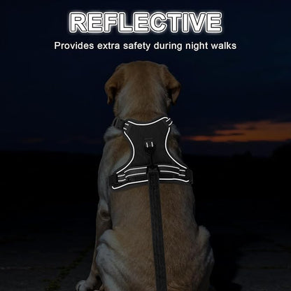 BEAUTYZOO No Pull Dog Harness Large, Adjustable Dog Harness and Leash Set -Easy Wearing with 3 Buckles/Control Handle,No Choke Soft Padded Reflective Pet Vest for Training Walking Hiking,Grey L