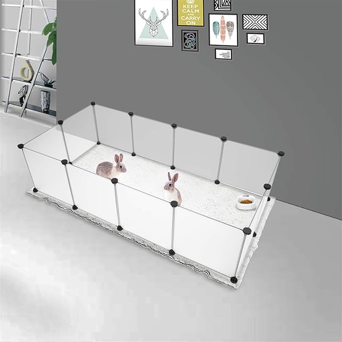 Pet Playpen,Kennel Crate Fence Tent Portable Large Plastic Play Yard Fence for Small Animals, Puppy,12 Pcs White Panels