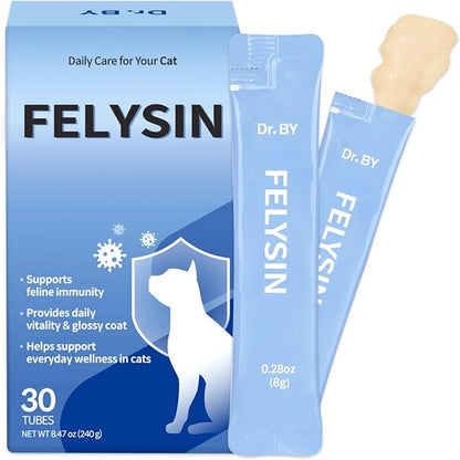 Doctor By FELYSIN L-Lysine for Cats Lickable Immune Support Supplement Allergy Relief, Sneezing, Runny Nose, Cold, Watery Eyes Respiratory Health with Beta-Glucan & Taurine – 30 Individually Packaged