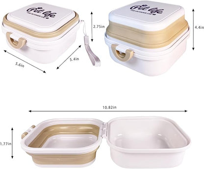Collapsible Dog Water Bowl, Portable Dog Bowl for Traveling, 2-in-1 Pet Food and Water Feeder - Travel Dog Bowls with Lid for Walking, Traveling, Camping and Hiking