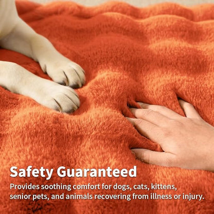 Cat & Dog Bed Mat, Soft Plush Faux Fur Kneading Pet Bed for 2 Cats or Small Dogs, Machine Washable Cat Sleeping Pad, Non-Slip Fluffy Pet Rug for Indoor Cats Kittens & Small Dogs,27x20 In Orange